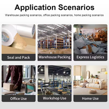 Six application scenarios showing warehouse office and home packing uses