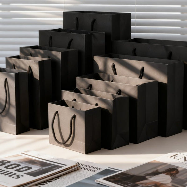 Black Paper Gift Bags - PackTapeHub