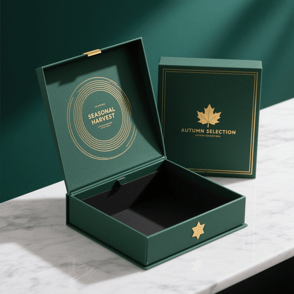 Custom Deep Green & Gold Gift Box - PackTapeHub