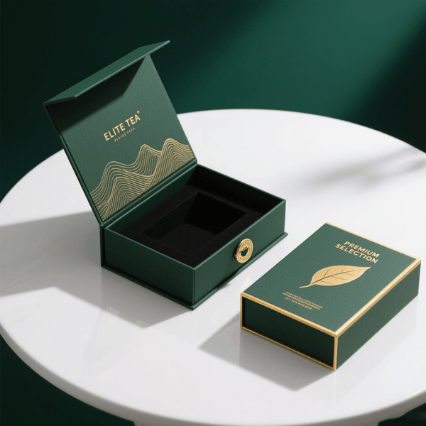 Custom Deep Green & Gold Gift Box - PackTapeHub
